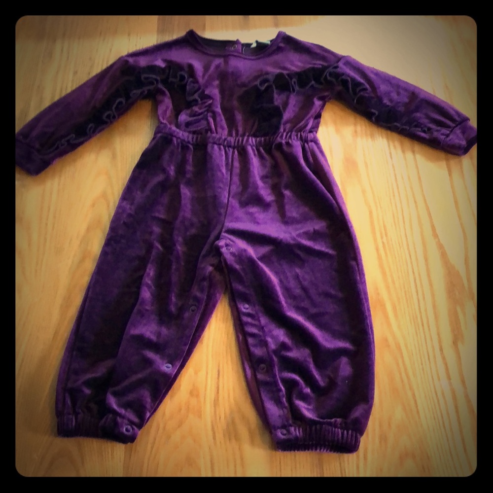 Girls 18 months, Purple, velvet, one piece outfit.